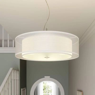 Afbeelding van Lindby Hanglamp 3lichts textiel, glas, metaal H: 13 cm E27 wit, chroom