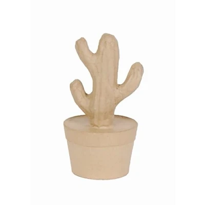 Afbeelding van Décopatch Ref HD045C Cactus pilaar papier maché decoreerobject 9,5 x 18,5 cm Decoreer met &amp; Paperpatchlijm, pailletten, verf, bruin