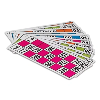 Afbeelding van Cayro Set van 48 bingokaarten, familiespelkaarten voor kinderen en volwassenen, kaarten het spelen traditionele bingo, ideaal ontmoetingen met vrienden feestjes