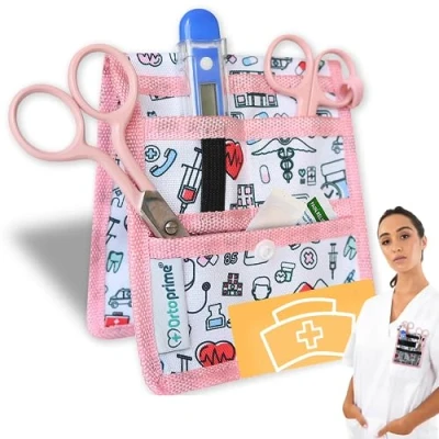 Afbeelding van OrtoPrime Zakhouder voor verpleegkundigen met vakken, zakorganizer verpleegsters, ideale maat, accessoires in roze