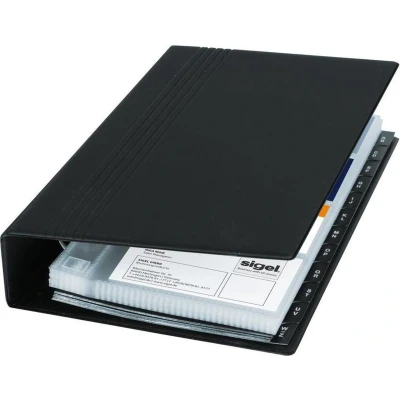 Afbeelding van Visitekaartringband Sigel VZ300 voor 200 kaarten 90x58mm kunststof zwart