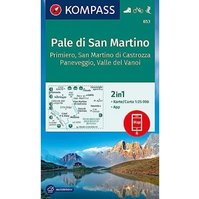Afbeelding van KOMPASS Wanderkarte 653 Pale di San Martino, Primiero Martino Castrozza, Paneveggio, Valle del Vanoi 1:25.000