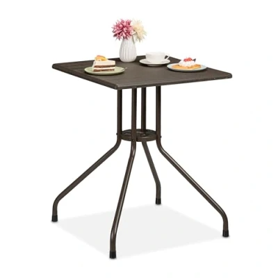 Afbeelding van Relaxdays tuintafel terrastafel balkontafel buitentafel vierkant houtlook