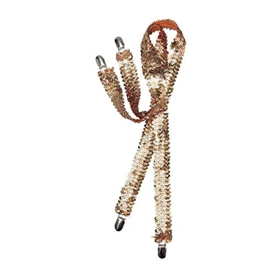 Afbeelding van Rubies Bretels goud glitter unisex/volwassenen Carnaval verkleed accessoires