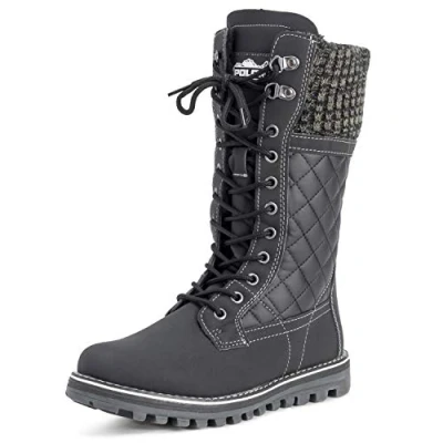 Afbeelding van Polar Dames Sneeuw Duurzaam Outdoor Thermisch Winter Warm Waterdicht Mid Kuitlaars Zwart Leer UK8 / EU41 YC0379