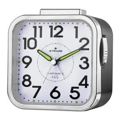 Afbeelding van ATRIUM Wekker Senioren Analoog Zwart Zonder tikgeluid Grote cijfers Duidelijk Eenvoudige bediening Opbouwend alarmsignaal Snooze Quartz uurwerk A530 7