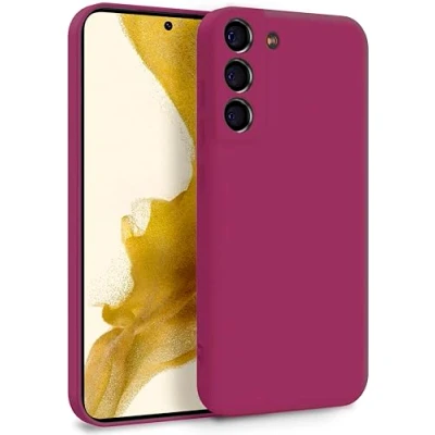 Afbeelding van MyGadget Siliconen hoes, compatibel met Samsung Galaxy S22, harde beschermhoes, schokbestendig, microvezelvoering, bordeauxrood