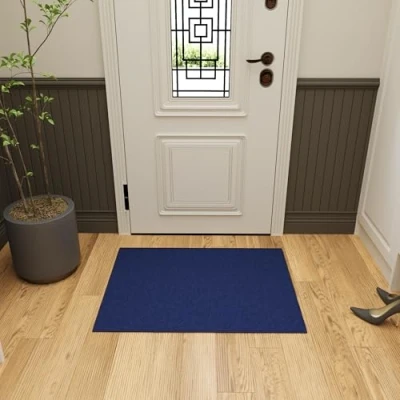 Afbeelding van Ottomanson Ottohome Collection effen tapijt met rubberen rug, 67 x 90 cm, marineblauw