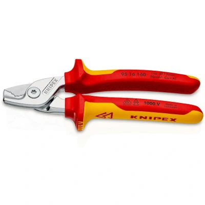 Image de KNIPEX 95 16 160 Coupe câbles StepCut isolés avec poignées multi composants, testés VDE, chromés mm
