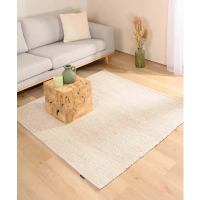 Afbeelding van Wollen Vloerkleed Vierkant Lett Wit 250x250 Cm