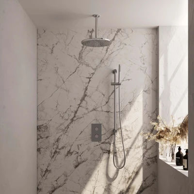 Afbeelding van Brauer Glad 30cm Plafondbuis Staaf handdouche Met glijstang Chroom