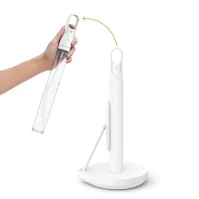 Afbeelding van Simplehuman Keukenrolhouder met Pomp Wit Roestvast Staal