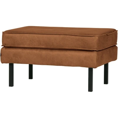 Afbeelding van Rodeo hocker op poten lederlook cognac