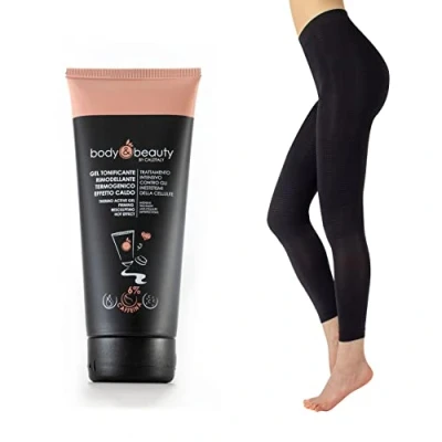 Afbeelding van CALZITALY Anti cellulitis behandeling, massage vormende pyjama, gel en modder, verwarmend met cafeïne, Pack Gel+Pyjama Zwart