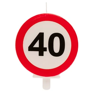 Image de dekora Bougie d&#039;anniversaire avec signal d&#039;interdiction pour décoration de gâteaux, numéro 40