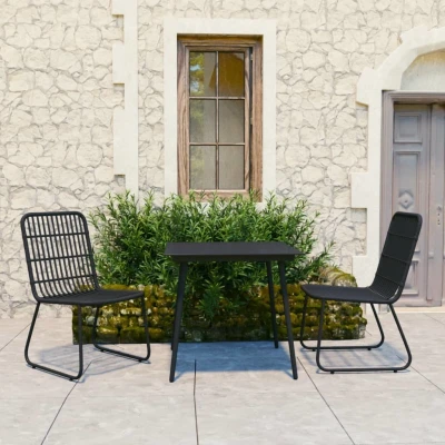 Afbeelding van 3 delige Tuinset poly rattan en glas