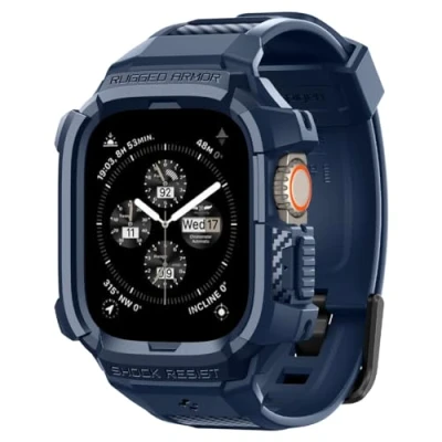 Afbeelding van Spigen Rugged Armor Pro Hoesje en Bandje Geschikt voor Apple Watch Ultra (2) Blauw