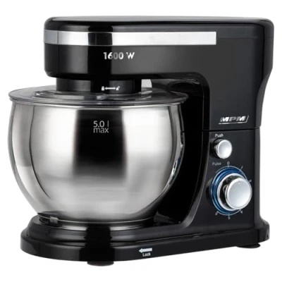 Afbeelding van MPM Planetaire Keukenmachine met 2 Mengkommen 4 &amp; 5 Liter 1600W Foodprocessor Zwart