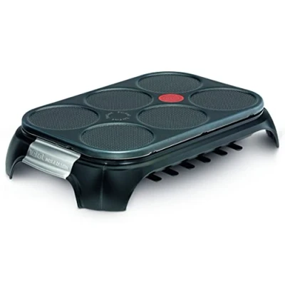 Afbeelding van Tefal Elektrische pannenkoekenpan, 6 afdrukken, antiaanbaklaag, thermospot functie, opslag van accessoires onder het apparaat, pannenkoeken, blinis, gemaakt in Frankrijk, Crep Party