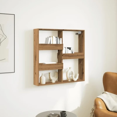 Afbeelding van vidaXL Wandkast 80x15x80 cm bewerkt hout artisanaal eikenkleur