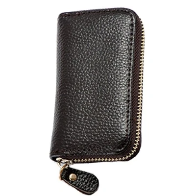 Afbeelding van iSuperb Sleutelhoes van leer, kaarthouder, sleuteltas, 11,5 x 6,5 2,2 cm, portemonnee, veiligheidstas met 6 haken, voor heren en dames, koffie, Koffie