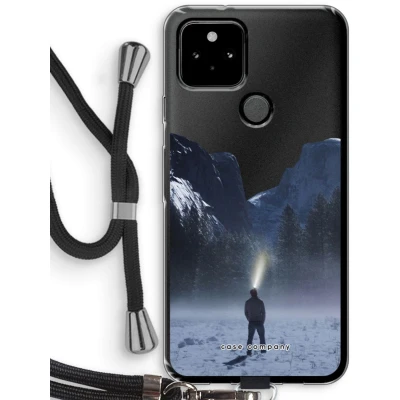 Afbeelding van Case Company® hoesje met Koord geschikt voor Google Pixel 5 Wanderlust Telefoonhoesje Zwart Bescherming aan alle Kanten en Over de Schermrand
