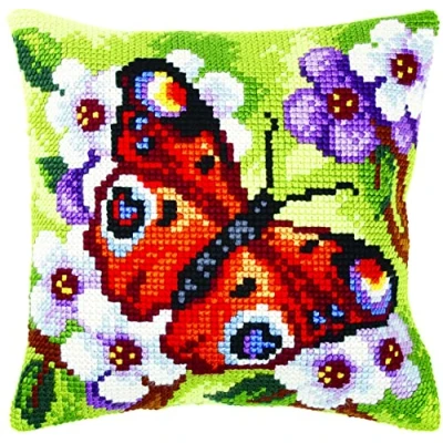 Afbeelding van Orchidea Borduurpakket Kussen Vlinder Geprint stramien 4,5 count Voor volwassenen 9379