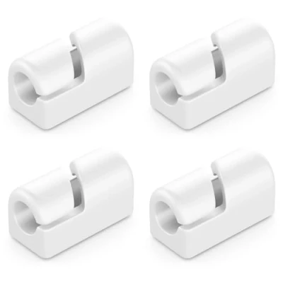 Afbeelding van deleyCON 4 stuks kabelhouders kabelbinders zelfklevend kabelbeheer kabelgeleiding kabelorganizer kabelhouder kabelbevestiging thuis plint siliconen wit