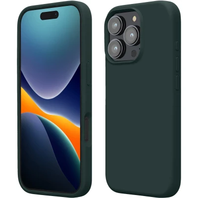 Afbeelding van kwmobile telefoonhoesje geschikt voor Apple iPhone 16 Pro Max Hoesje met siliconen coating Smartphone case in mosgroen