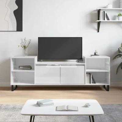 Afbeelding van Tv meubel 160x35x55 cm bewerkt hout hoogglans wit
