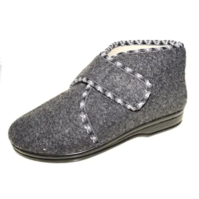 Afbeelding van APREGGIO winterpantoffels voor dames, vilten warme pantoffels handgemaakt, grijs.
