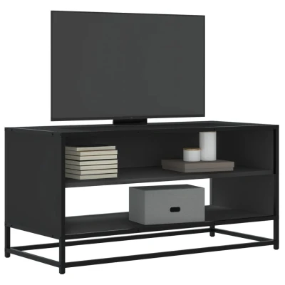 Afbeelding van vidaXL Tv meubel 91x40x46 cm bewerkt hout en metaal zwart