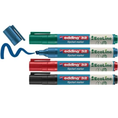 Afbeelding van Edding 4 32 Flipchartmarker Beitelpunt 1 5 mm Zwart, Rood, Blauw, Groen stuk(s)