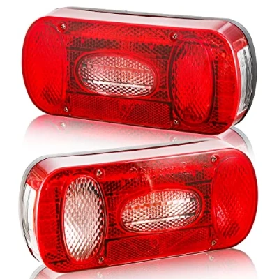 Afbeelding van DARKGUARD Achterlichtset, aanhangers, 12 V, goedgekeurd, E4, 7 functies, 2 stuks, halogeen, achterlicht, aanhanger, caravan, met mistverlichting, achteruitrijlicht, waterdicht, voor