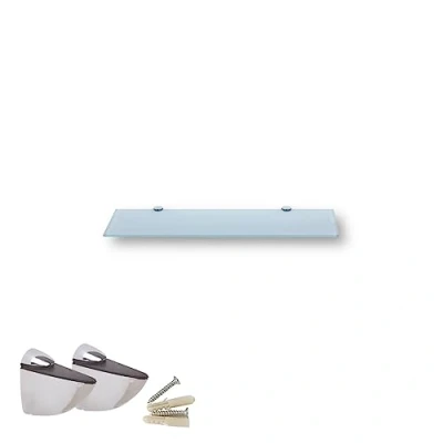 Afbeelding van Euro Tische glazen wandrek, wit glas, rek voor de badkamer, doucherek met 6 mm ESG veiligheidsglas en metalen houders, verschillende maten (30 cm)
