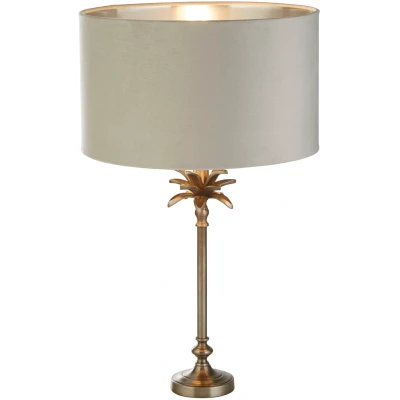Afbeelding van Searchlight Palm Tafellamp Ø 38 X 65 Cm Antiek Nikkel En Grijs
