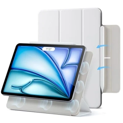 Afbeelding van ESR Magnetische hoes voor iPad Air 11 inch (2024) M2, 6e generatie/Air 5e generatie 2022/Air 4e 2020, dunne met drievoudige standaard, ondersteunt Pencil Pro/USB C,