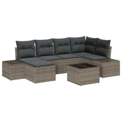 Afbeelding van vidaXL 6 Delige Tuin Sofa Set Met Kussens Zwart Poly Rattan