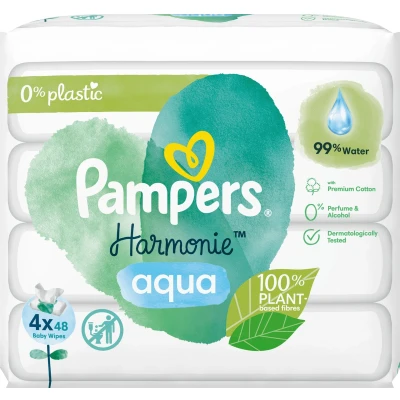 Afbeelding van Pampers billendoekjes Harmonie Aqua (4x48 St), 192 Stuks