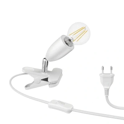 Afbeelding van ledscom.de Klemlamp E27 LIK wit met ledlamp 963lm warm wit, 3 traps variatie zonder dimmer lichtschakelaar