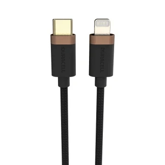 Afbeelding van Duracell 3A MFi USB C naar Lightning Kabel Kevlar 60W 2M Zwart