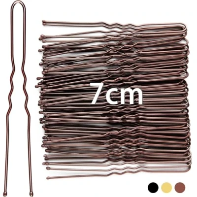 Afbeelding van Mbsomnus 50 stuks U vormige haarspelden van metaal, 7 cm, voor dames, meisjes, haaraccessoires, bruin