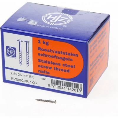Afbeelding van Hjz schroefnagel bombe kop RVS 2.5 x 25mm 1 kg