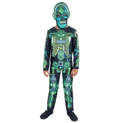 Afbeelding van Smiffys Kinder Kostuum Kids tm 9 jaar Glow in the Dark Tech Skeleton Zwart/Groen