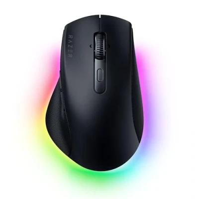 Image de Razer Pro Click V2 souris ergonomique sans fil Assistance IA Capteur optique 30K Autonomie de 3,5 mois (14 zones Chroma RGB, molette HyperScroll inclinable) Noir