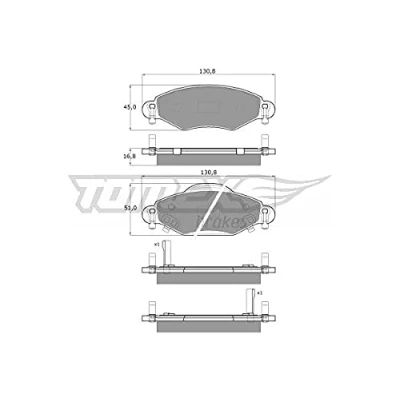 Afbeelding van TOMEX brakes TX 13 89 Remblokkenset Vooras Met akoestische slijtagewaarschuwing TOYOTA: Yaris I Hatchback