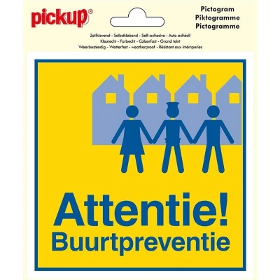 Afbeelding van Pickup Pictogram Vinyl 15x15cm Attentie Buurtpreventie