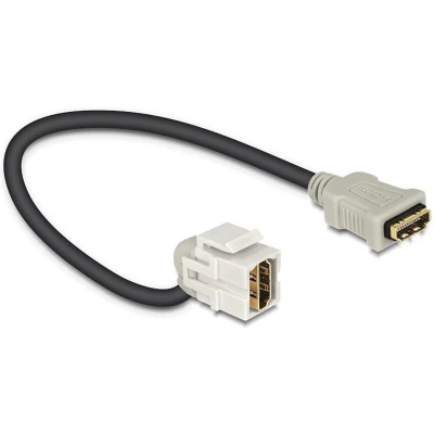 Afbeelding van Keystone module HDMI (v) 110 haaks met korte kabel versie 1.4 (4K 30Hz) / wit 0,30 meter
