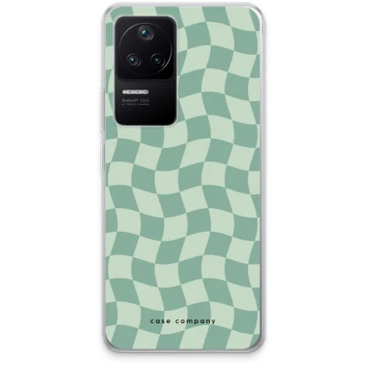 Afbeelding van Case Company® hoesje geschikt voor Xiaomi Poco F4 Grid Groen Soft Cover Telefoonhoesje Bescherming aan alle Kanten en Schermrand