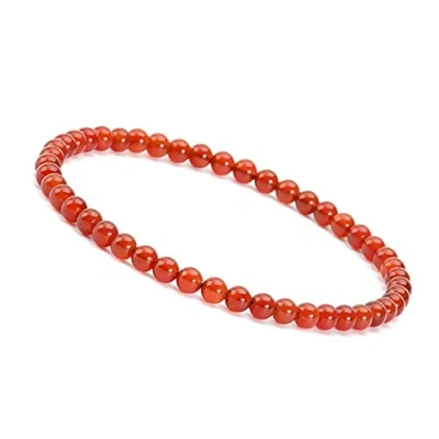 Afbeelding van Unique Gems Discrete edelsteenarmband voor dames, chakra kralen, boeddhistische bescherming, 4 mm diameter, Edelsteen, Rood agaat